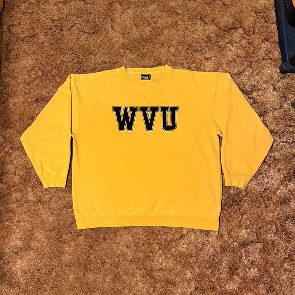 Vintage West Virginia University WVU Crewneck Sweatshirt Yellow XXLarge - Picture 1 of 5